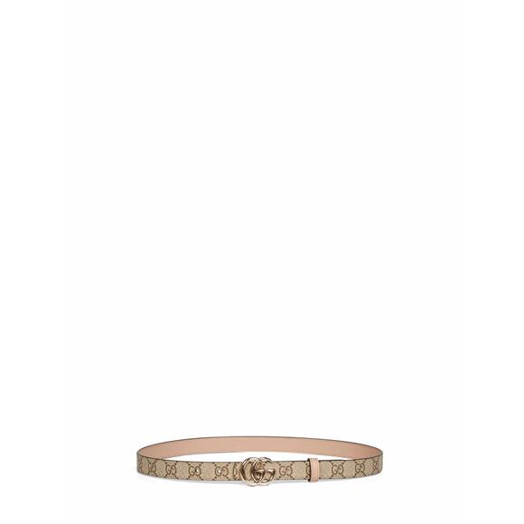 Gucci Women Beige And Pink Gg Marmont Reversible Thin Belt